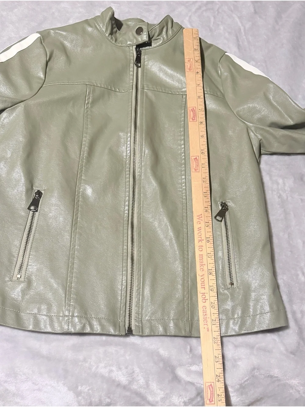 Motel Rocks Olive Green Faux Leather Jacket - Picture 10 of 12